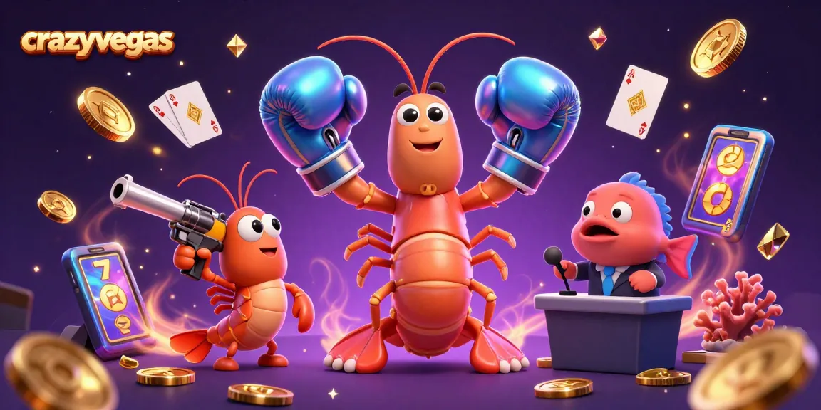Experience thrilling moments at crazyvegas with vibrant casino elements and excited characters.